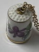 B&G thimble with a purple violet and gold edge on a gold-plated 60 cm chain.