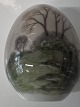 Bing & Grondahl Decorated egg, Motif Water and trees.No. 692.
